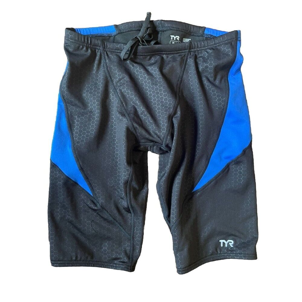 TYR Men's Hexa Curve Splice Jammer Size 30 Small Black Blue NWT